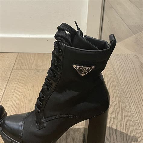 prada heels black and white|Prada heeled boots.